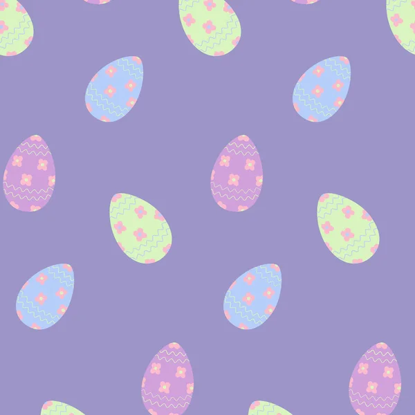 Easter Seamless Pattern Colorful Patterned Easter Eggs Trendy Hues Happy — Stock Vector