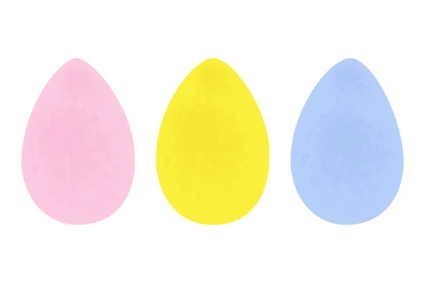 Σύνολο Πασχαλινών Αυγών Μοντέρνο Απαλό Ροζ Κίτρινο Και Μπλε Χρώμα — Διανυσματικό Αρχείο