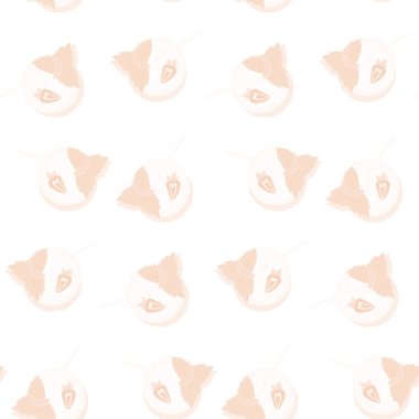 Çilek ve nane yapraklı mojito kokteylinin kusursuz desenli tek renkli kırmızısı. Merhaba yaz. İzole et. Paketleme, duvar kağıdı, arkaplan dokusu ya da fiyat etiketi, etiket, poster için tasarım. EPS