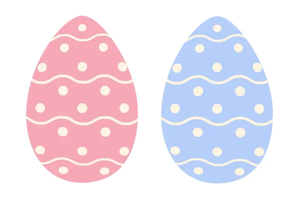 Set Two Easter Eggs Trendy Pink Blue Simple Pattern Wavy — Stock Vector