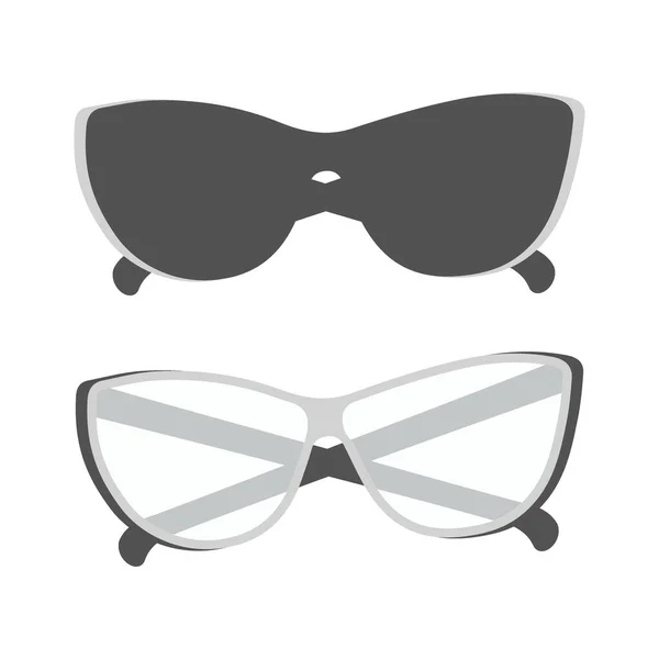 Sada Abstraktní Obraz Brýlí Tmavými Čirými Čočkami Stupních Šedi Samolepka — Stockový vektor