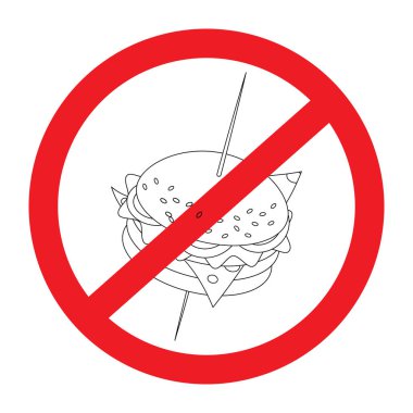 Hamburgerin ana hatlarını çöreğin altındaki şişe çizdim. Sağlıksız yiyecekler. Fast food. Sağlıklı yemek günü. Çıkartma. Simge. İzole et. Sokak yemeği. İşaretçi, poster, broşür ya da menü kartı için tasarım. Vektör. EPS