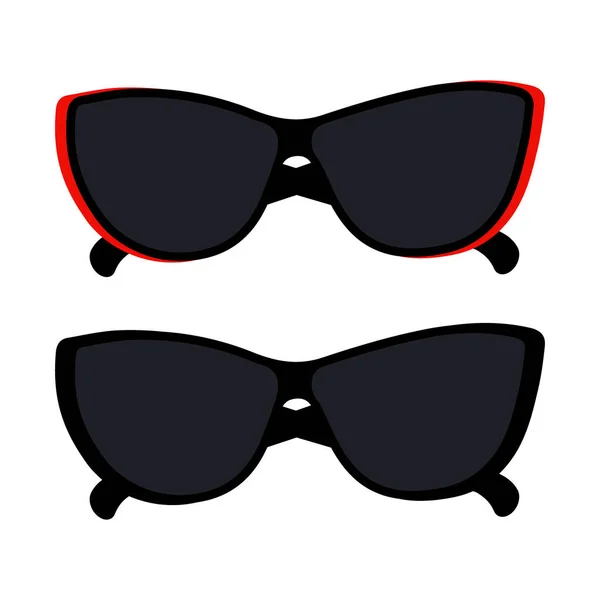 Set Aus Eleganten Sonnenbrillen Mit Dunklen Gläsern Schwarzem Und Rotem — Stockvektor