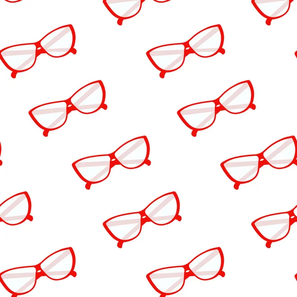 Endloses Muster Einer Eleganten Brille Mit Transparenten Gläsern Roten Rahmen — Stockvektor