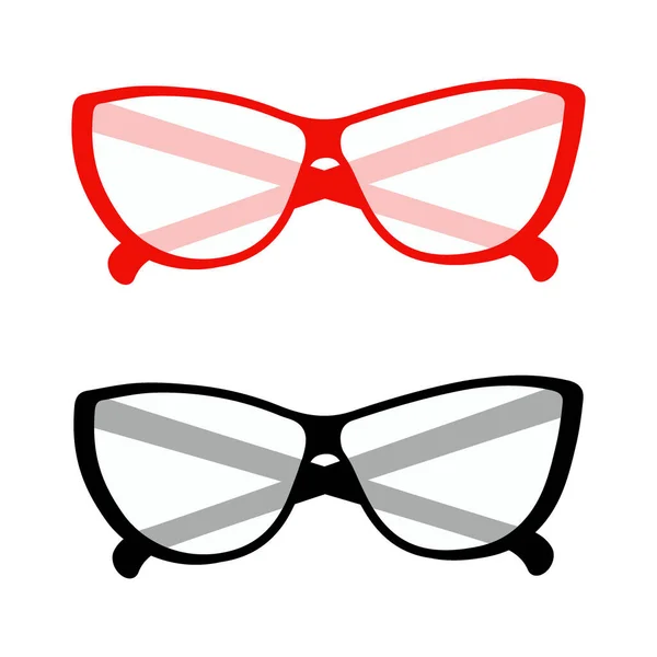 Set Pares Elegantes Gafas Estilizadas Con Lentes Transparentes Montura Roja — Archivo Imágenes Vectoriales