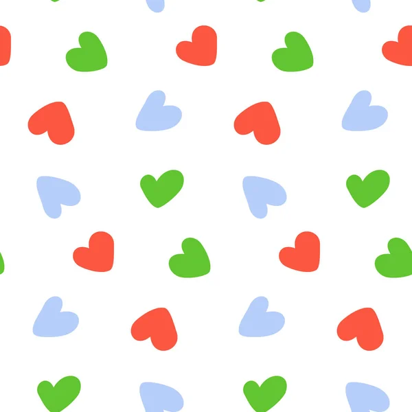 Abstract Endless Pattern Hand Drawn Hearts Shapes Trendy Bright Shades — Stock Vector