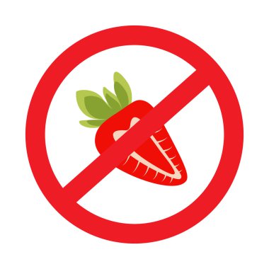 İçki yasağı tabelası altında, gözlüklü kırmızı bir çileğin soyut görüntüsü. Vektör. EPS. Çıkartma. Simge. İzole et. İşaretçi, poster, afiş, broşür veya kartlar, fiyat etiketi, etiket veya paketleme için tasarım