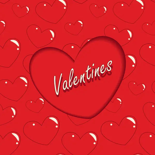 발렌틴 Valentines Day 디자인을 글씨로 종이를 베어내는 방식으로 인사말을 초대장 — 스톡 벡터
