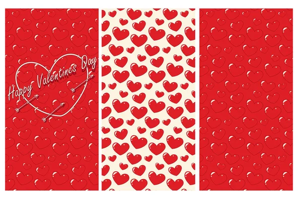 Happy Valentines Day Design Greeting Invitation Card Poster Web Hearts — Stock Vector