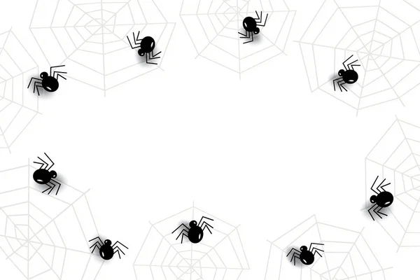 Cadre Abstrait Pour Halloween Avec Toiles Araignée Araignées Espace Copie — Image vectorielle