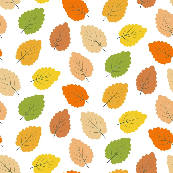Nahtloses Muster Aus Abstrakten Blättern Trendigen Bunten Herbstfarben Vektor Hintergrundtextur — Stockvektor