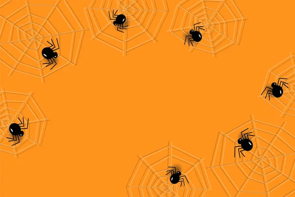 Diagonal Gränsdesign För Halloween Med Spindelnät Och Spindelnät Trendig Semesterorange — Stock vektor