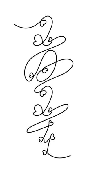 Vertical Hand drawn lettering 2024 with hearts in one continuous line. New year line art design for cards, poster, baner, brochures or greeting, wallpaper, wraping or web, price or label. Vector. EPS