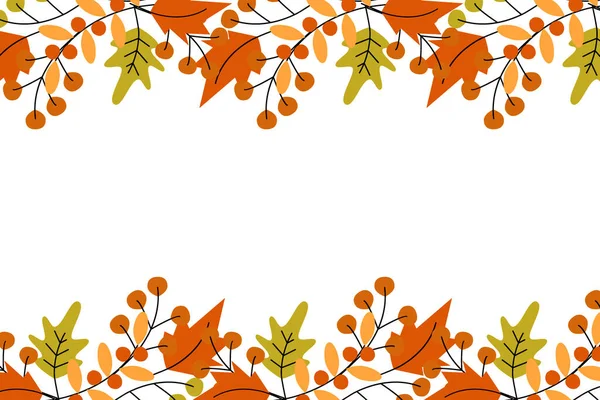 Vektor Abstraktní Obdélníkový Rámeček Podzimních Listů Větviček Módních Sezónních Odstínech — Stockový vektor