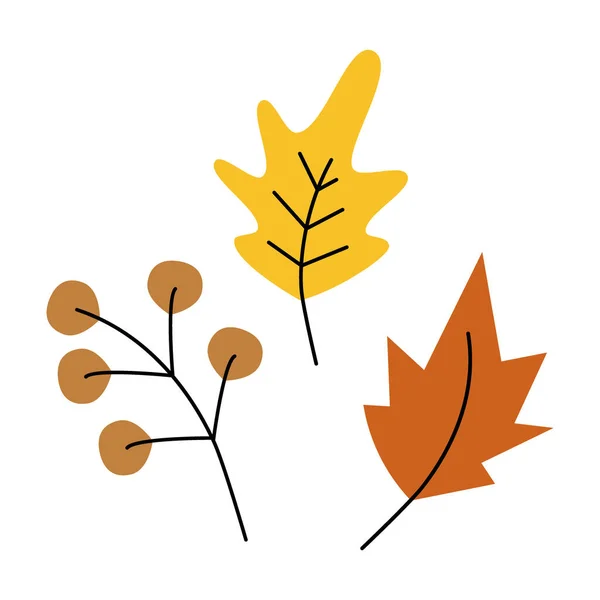 Комплект Элементов Дизайна Осенних Листьев Веток Модных Сезонных Тонах Привет — стоковый вектор
