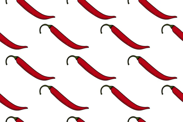 Naadloos Patroon Van Hele Hete Chili Peper Mexicaans Kruidig Eten — Stockvector