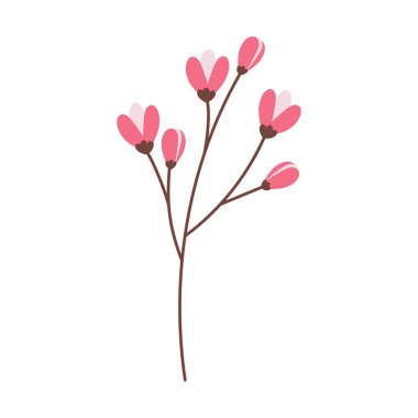 Modaya uygun gölgelerde buket için soyut çiçek brunch 'ı. İlkbahar. Poster, afiş, broşür, tebrik kartı, fiyat, etiket veya internet gibi farklı kullanımlar için vektör izole edilmiş tasarım ögesi. EPS