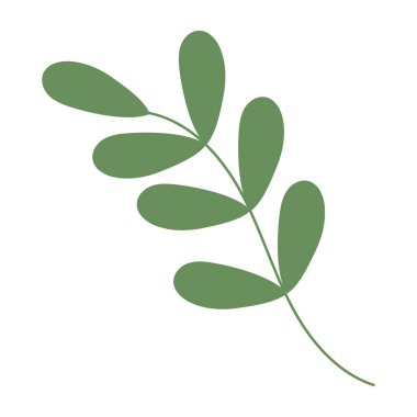 Yeşil renkli küçük yapraklı bahar dalının soyut görüntüsü. İzole et. Poster, afiş, broşür, reklam panosu, selamlama veya davet kartları, fiyat, etiket, kalıp veya web için vektör tasarım ögesi