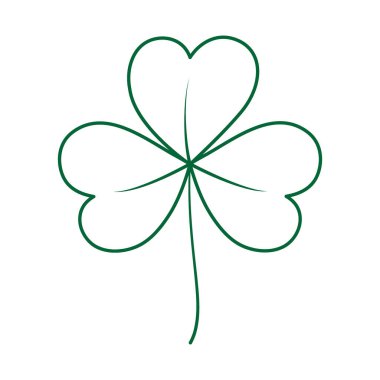 Üç yapraklı yonca çizimi modaya uygun yeşil renkte. Aziz Patrick çıkartması ya da ikon tasarım konsepti. İzole et. EPS. Poster, pano, reklam panosu, selamlama veya davet, fiyat, etiket veya İnternet için vektör 