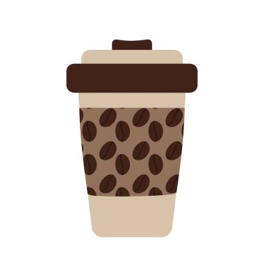 Tek kullanımlık kağıt kahve fincanı ve modaya uygun yumuşak kahve gözlükleri. Kahve günün kutlu olsun. İzole et. EPS. Kartlar, çıkartmalar, simgeler, logo veya ağ, poster, afiş, broşürler için vektör tasarımı konsepti