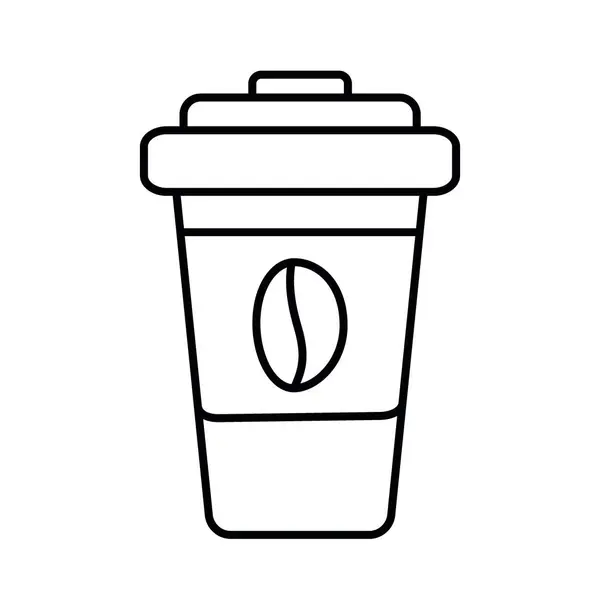 Disegno Contorno Tazza Usa Getta Con Grano Caffè Esso Logo — Vettoriale Stock