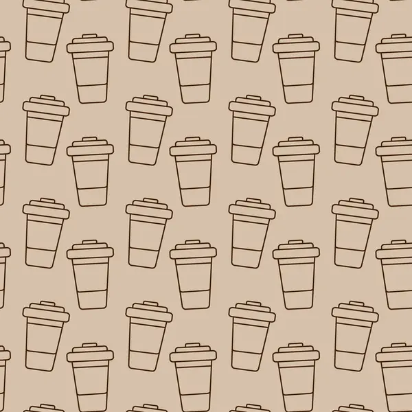 Naadloos Patroon Van Getekende Wegwerpbekers Een Achtergrond Trendy Soft Coffee — Stockvector