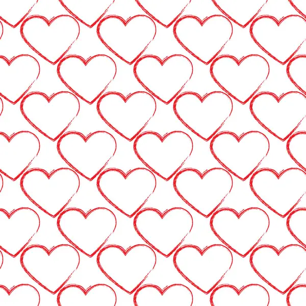 Аннотация Hand Drawn Hearts Shape Seamless Pattern День Святого Валентина — стоковый вектор