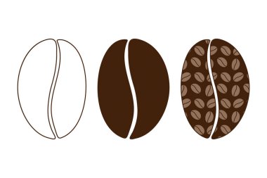 Dekorasyon çerçevesinde 3 kahve çekirdeği taslak, siluet ve desenli tanecikler Logo Etiketi Simgesi fikri. İzole et. EPS. Kartlar, posterler, afişler, broşürler, fiyat etiketleri, etiketler veya İnternet için vektör tasarımı kavramı