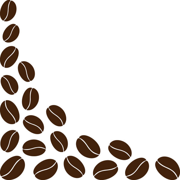 Abstract corner frame border of coffee beans in trendy brown. Greetings or cards Design concept. Copy space. Isolate EPS Vector template for lettering, cards, poster, banner, promo, billboard or web