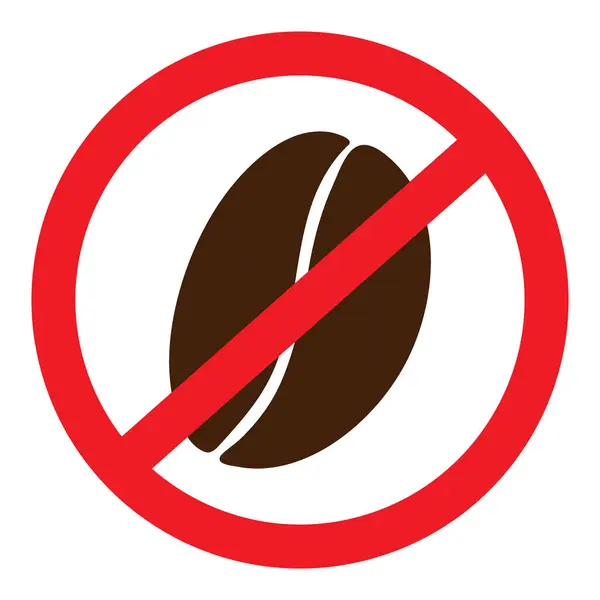 Kaffebönor Enligt Förbudet Ingen Koffein Förbudsskylt Klistermärke Pointer Ikon Design — Stock vektor