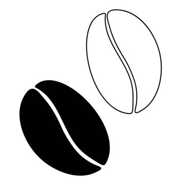 Siyah ve beyaz siluet ve çizilmiş kahve benleri. Logo, simge ya da işaret tasarımı fikri. İzole et. EPS. Kartlar, posterler, afişler, broşürler veya web, selamlar, fiyat etiketi, etiket veya tanıtım için vektör