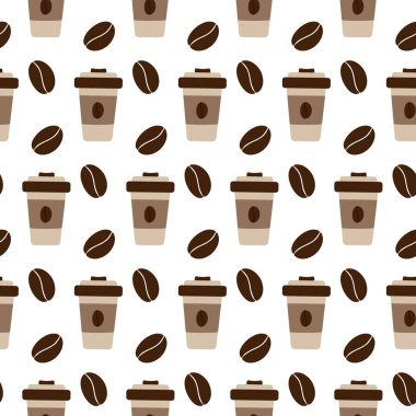 Kapak ve kahve çekirdekli tek kullanımlık fincanlar Soyut arkaplan dokusu fikri EPS Vector tasarımı ambalaj, duvar kağıdı veya web, poster, pankart, fiyat etiketi, etiket