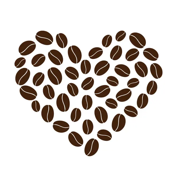 Abstract Hart Vorm Van Eerbiedige Maat Koffiebonen Trendy Bruine Coffee — Stockvector