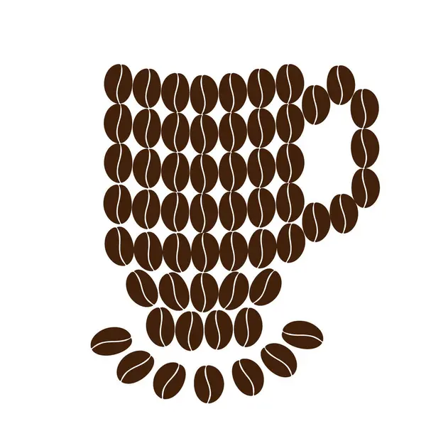 Gestileerde Kop Koffiebonen Met Schotel Trendy Bruine Coffee Day Groeten — Stockvector