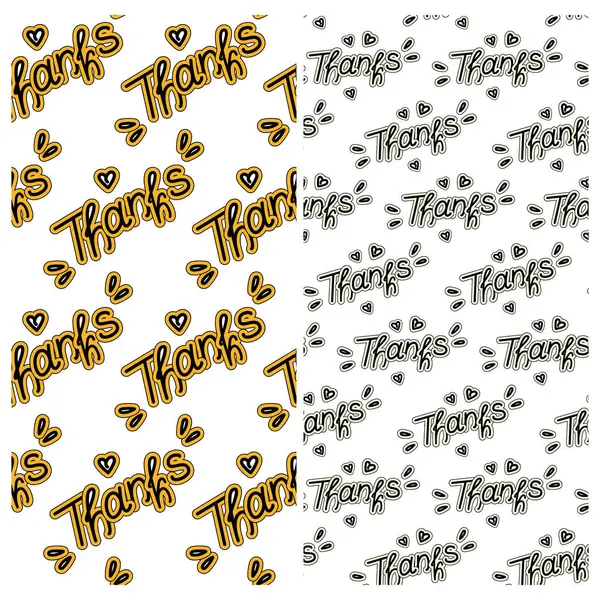 Thanks Lettering Hearts Shape Decorative Elements Seamless Pattern Abstract Backdrop — Vector de stock