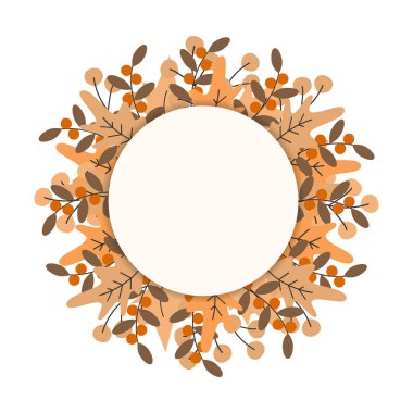 Kağıtlar, posterler, afişler, broşürler, yazıtlar veya web için EPS Vektör tasarım kavramını karalama veya selamlama için yumuşak gölgelerde fotokopi alanına sahip sonbahar yapraklarının çelengi