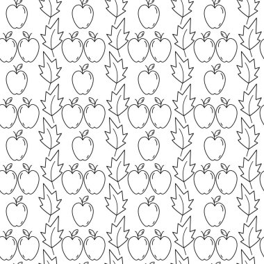 Taslak çizilmiş sonbahar yaprakları ve elmasız desen Soyut arkaplan dokusu veya duvar kağıdı fikri EPS paketleme, paketleme veya boyama kitabı, tebrik kartları, posterler, afişler, etiketler veya web kavramını izole et