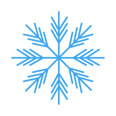 Modaya uygun tek renkli kar tanesi minimalist tarzda mavi renkte. Kartlar, posterler, afişler, broşürler, fiyat etiketleri, etiketler veya web için EPS Vektör Kavramını izole et 