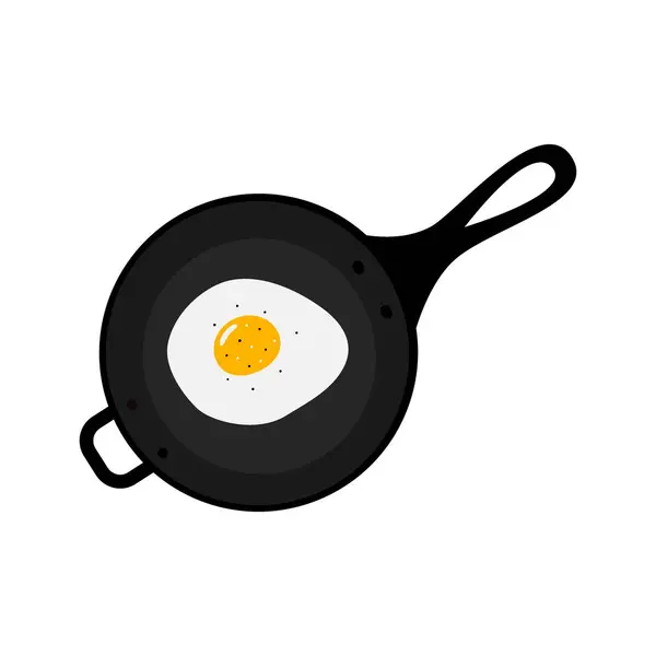 Pişmiş yumurta esprisi satıldı ve karikatür minimalist tarzında kızarmış tavada biber satıldı. Mutfak kartı tasarımı fikri. İzole edilmiş EPS Vektör Logo Simgesi Posteri, afiş, fiyat etiketi menüsü, etiket veya web, tanıtım konsepti