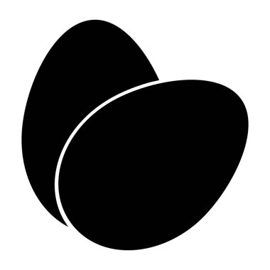 Beyaz arka planda siyah yumurta. Minimalist tarzda izole edilmiş logo simgesi tasarımı konsepti. Vektör Simgesi, etiket, poster, afiş, broşür, fiyat etiketi, etiket veya internet, reklam panosu, tanıtım konsepti
