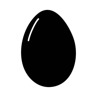 Beyaz arka planda siyah tavuk yumurtası. Minimalist tarzda tek bir nesne. Simge konsepti. Vektör EPS. Etiket, kart, poster, afiş, broşür, fiyat etiketi, etiket veya internet, reklam panosu, tanıtım fikri