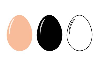 Bej, siluet ve kabuklu tavuk yumurtası. Menü kartları ya da izole tasarım öğeleri. EPS. Vektör. Etiket Simgesi posterleri, afiş, broşürler, fiyat etiketi, etiket veya internet, reklam panosu, tanıtım fikri