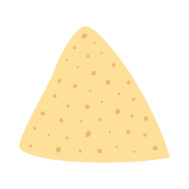 Nacho tortilla cipsi mısır unu. Çizgi film tarzında gözlerden uzak, modaya uygun yumuşak gölgeler. Meksika yemeği. Vektör illüstrasyon Etiketi, Simge veya kartlar, posterler afiş, broşürler, fiyat etiketi, etiket veya web ögesi