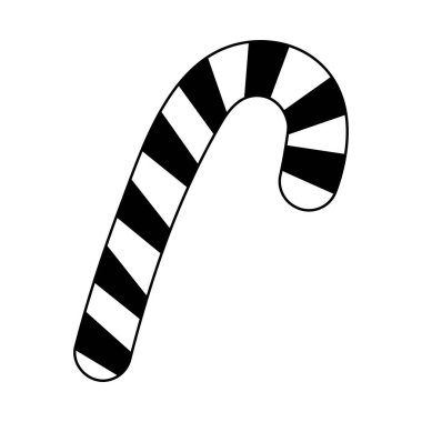 Çizgili şeker kamışı Siyah ve Beyaz karalama çizimi. Noel ya da Yeni Yıl tasarım fikri. Beyaz Vektör illüstrasyon Kartları, poster, afiş, broşür, fiyat etiketi, etiket veya internet, tanıtım