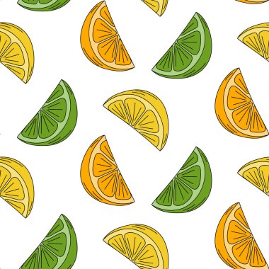 Limon, kireç ve turuncu, parlak, modaya uygun, pırıl pırıl tonlar. Duvar kağıdı ya da kart arkaplanı. İzole Vektör illüstrasyon Paketleme, Web tanıtım arkaplanı, kart posterleri, afiş, selamlama, etiket