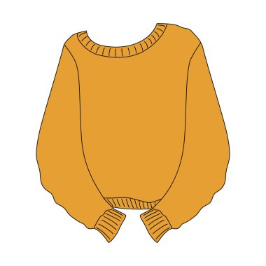 Uzun kollu, esnek, son moda sonbahar renginde bir kazak. Çirkin Kazak Günü selamı. Vektör illüstrasyon kartları, afişler, broşürler, broşürler, selamlama, fiyat, etiket veya web tanıtımı