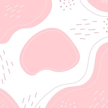 Soyut noktalar, farklı vuruşlar, noktalar ve çizgiler. Dekoratif arka plan dokusu, modaya uygun yumuşak pembe. İzole Vektör illüstrasyon Kartları, poster, broşürler, afişler, selamlar, fiyat, etiket veya web tanıtımı