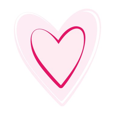 Dekoratif elle çizilmiş kalp hem içeride hem de dışarıda. Sevgililer Günü Sembolü modaya uygun pembe. İzole Vektör illüstrasyonu Tematik Kartlar, posterler, broşürler, etiketler, etiketler veya web tanıtımı