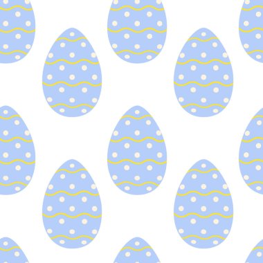Paskalya yumurtaları desenli noktalar ve dalgalı çizgiler. Şenlikli arka plan ya da duvar kağıdı. İzole Vektör illüstrasyon Paketleme veya İnternet, posterler, afişler, broşürler, kartlar, fiyat, etiket, kitapçık