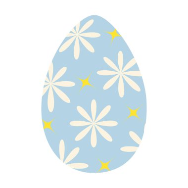 Çiçek desenli ve dekoratif yıldızlar paskalya yumurtası desenli yumuşak gölgeli. Selam tasarım elemanı. İzole Vektör İllüstrasyon Etiketi, Simge, Hareket veya Kartlar, posterler, broşürler, afişler veya web tanıtımı